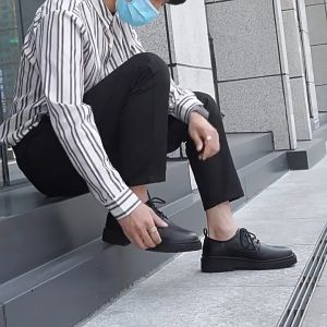 Men Korea Leather Platform Oxfords Slip On Thick Tottom Male Derby Shoes Casual Loafers Mens Formal Dress Shoes