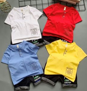 Set đồ bộ bé trai Áo thun cotton trụ giả Quần thun cotton giả jean cho bé từ 10-38kg