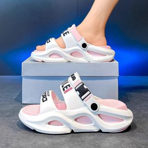 Sporty Ladies Sandals 2025 New Summer Dual Use Comfortable Beach Thong Slippers Thick Bottom Heightening Home Casual Hollow out Low Cut