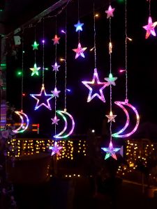 YMJR Natal 138LED Lampu Tirai Dekorasi 4 Meter Lampu Led Kamar Aesthetic 220V EU Lampu Kelap Kelip Bintang