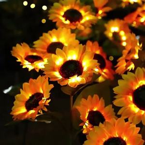 Simulated Outdoor Solar Sunflowers Smart Sense Garden Lights Yard Wedding Thanksgiving Decor Light Waterproof LED Lawn Light