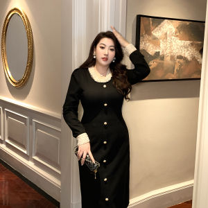 GLEC | Plus Size Elegant Handmade French Style Fashionable Black Dress