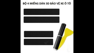 Bộ 4 Miếng Decal Dán 4D Sợi Carbon Chống Trầy Cho Nẹp Cửa Xe Hơi Đi Kèm Dụng Cụ Miết Keo