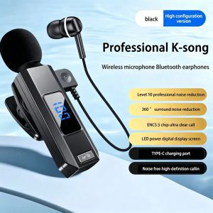 KEBIDU | KEBIDUMEI Lavalier Microphone With Bluetooth Headset HD Calling Noise Canceling LED Power Digital Display Wireless Mic Headphone