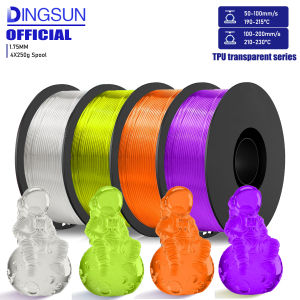 TPU 3D Printer Filament 1.75mm High Speed 95A Transparent TPU Filament 250g/500g/1KG Dimensional Accuracy +/- 0.03mm