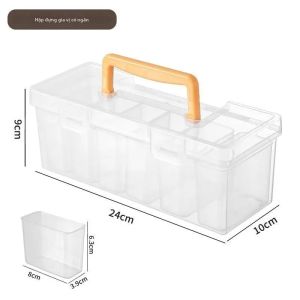 YEGBONG | Bộ Hộp Đựng Dụng Cụ 7 Món Bằng Nhựa Trong Suốt Có Vách Ngăn Hộp Đựng Di Động Tiện Lợi Cho Nhà Văn Phòng Giải Pháp Lưu Trữ Đồ Vật Nhỏ.
