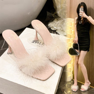 DIANCHA | Fairy Style Fuzzy Strap High Heel Sandals