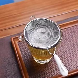 Bộ Lọc Trà Bằng Thép Không Gỉ Có Thể Tái Sử Dụng Hình Dáng Tai Chim Kèm Tay Cầm Dùng Được Cho Cà Phê Thảo Mộc Gia Vị.