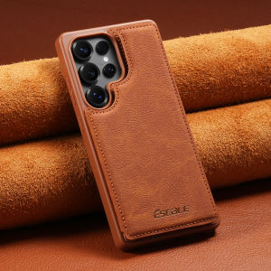 Vintage Leather Texture Dual Button Flip Wallet Phone Case for Samsung Galaxy S26 Ultra S25 S24 FE S22 A36 A55 A56 - Compatible
