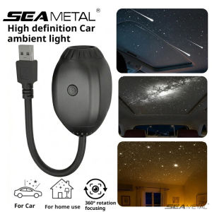 SEAMETAL Car Starlight Projector USB Plug-and-Play Star Night Light 360° Rotation Galaxy Ambient Light for Auto Roof Home Camping