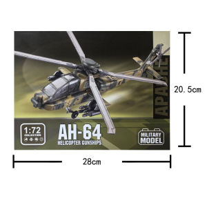 1:72 Scale Toy Planes US Apache Armed Helicopter AH64 ABS DieCast Aircraft Model Building Blocks Toy Collection Boy Holiday Gift