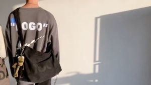 unlimitedshop(UN1813) กระเป๋าผ้าสะพายข้าง MOOD.ผ้าแคนวาส ผู้ชาย ผู้หญิง อินเทรนด์ ญี่ปุ่น มี3สี