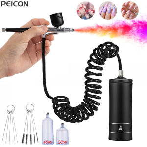 Bộ Dụng Cụ Vẽ Móng Bằng Máy Phun Sơn Cầm Tay Kèm Máy Nén Khí Dành Cho Vẽ Móng Vẽ Bánh Kem Thủ Công Mỹ Nghệ - Bộ Máy Phun Sơn Kim Loại Sạc Lại Được