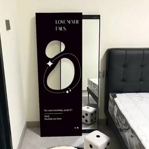Wall Mirror full length dressing mirror with stand dressing mirror wall mirror full length mirror with storage cream style living room sliding mirror painting black and white style 镜子全身