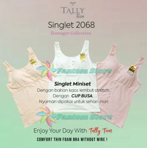 TALLY 2068 - SINGLET / TANKTOP MINISET ANAK PEREMPUAN DENGAN CUP BUSA