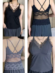 Áo Ba Lỗ Ren Cổ Điển Pháp Gợi Cảm Bằng Lụa Sang Trọng Áo Ngực Cố Định Áo Lót Dây Đeo Vai Đồ Lót Nữ Mùa Hè 2025 Trung Quốc