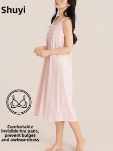 Elegant Sleeveless Padded Sleep Dress Cami Lenzing Modal