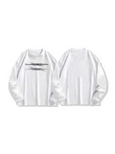 Heavy Weight American Print Letter White Long Sleeves Sweatshirt Thin Womens Loose Fall and Winter New Arrival Niche Style