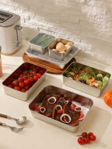 Stainless Steel Rectangular Plate ness Preservation Box Cover Steam Rice Noodle Tray Hot Pot Accompanying Dish Tray