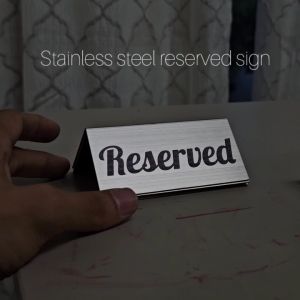 Reserved table sign Stainless Steel Reserve Reservation Reserved Signage Desk Table Restaurant food Sign