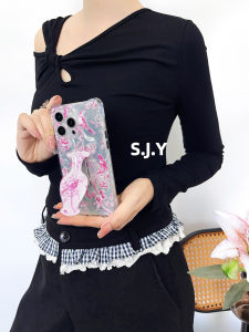 Creative Chinese Style Porcelain Flower Bird Phone Case with Shoulder Strap for  Huawei Xiaomi Vivo Oppo Mobile Phones