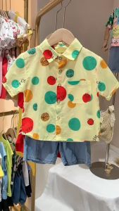 Childrens clothes suit Casual Kids shirt + Denim shorts suits Cute Printed baby boys Clothing sets Two Piece Set