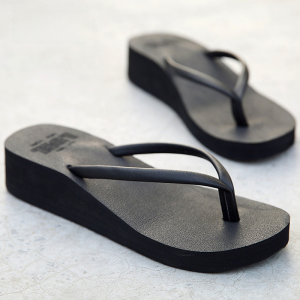 Womens Summer Beach Sandals Thick Heel Platform Outdoor Wear Footbed Flip Flops Korean Fashion Versatile Casual Slip-On Shoes