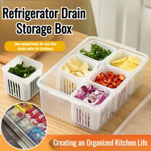 Refrigerator Draining Freshness Storage Box Plastic Large-capacity Double-layer Storage Box With Lid Fresh Keeping Vegetable Fruit