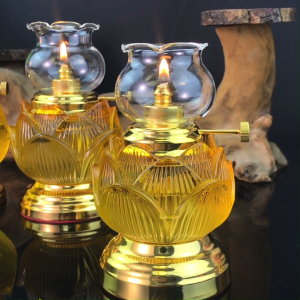 【Local Warehouse】Buddha lamp liquid ghee lampButter lamp glass lotus lamp holder everbright lamp lotus lamp dimming windproof oil lamp Buddha headlamp holder household lampEverlight