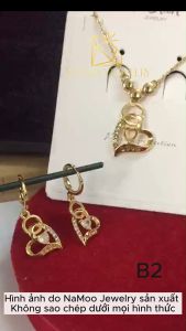 Bộ Trang Sức B2 Gồm Dây Chuyền Và Bông Tai Đính Đá Nữ