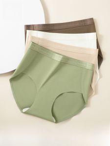 Miiow | High-Waist Seamless Abdomen Control Ice Silk Pure Cotton Antibacterial Womens Underwear Triangle Panties Summer Thin Model