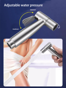 SUS304 Stainless Steel Bidet Spray Gun Set with 1.5m Hose Heavy Duty Sprayer Flushing Washer 3in1 Pressurized Hand Bidet Sprayer Self Cleaning Toilet Bathroom Washer