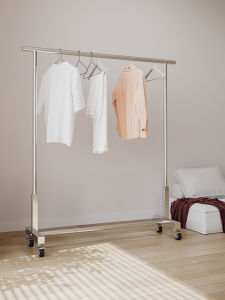 Stainless Steel Floor-standing Thickened Clothes Drying Rack Indoor Home Balcony Quilt Drying Tool Mobile Clothes Hanger