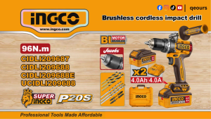 INGCO 20V 96NM CORDLESS IMPACT DRILL | BRUSHLESS MOTOR | CIDLI209688 CIDLI209687