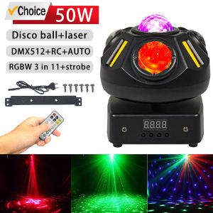 50W Disco Ball Lights LED Red Green Laser Remote Control DMX512 Stage Lights Strobe Wedding Christmas Day Ambient Lights