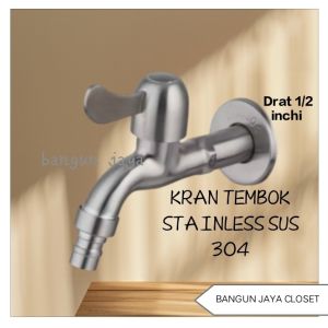 Kran air tembok engkol stainless sus 304 /keran air kamar mandi toilet
