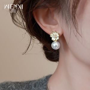 WENXI | Elegant Pearls Floral Earrings