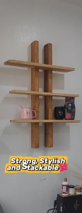Wall-Mounted Display and Storage Rack for Living Room Bedroom Kitchen or Office Perfect for Frames Plants Books Collectibles Ornaments and Home Decor. Modern Minimalist Multi-Tier Wooden Floating Shelves with Elegant Vertical Support Panel Design