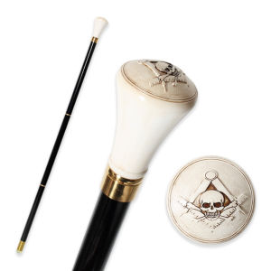 93cm Masonic Skull Walking Stick Resin Handle Red & Black Design German Beech Wooden Canes for Men And Women Freemasonry Design