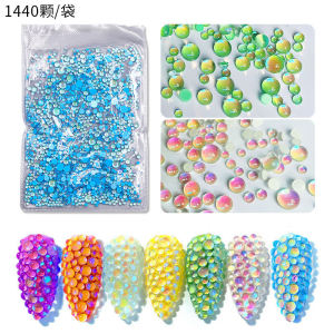 Cross-Border Hot Selling Magic Color Manicure Mermaid Micro Glass Bead Aurora Candy Color Manicure Trinket DIY Manicure Nail Crystal