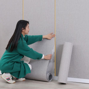 2.8m Waterproof 3D Linen Wallpaper Sticker | PE Foam PVC Material | Living Room Bedroom Kitchen Decor | Easy DIY Wall Design