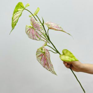 Modern Nordic Style Artificial Plant Wall Flower Pot Red Palm Leaf Purple Perilla 3D Simulation Flower Home Decoration