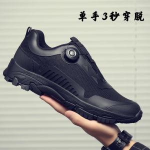 Outdoor Mens Tactical Running Shoes Quick Lace Military Training Resistant Boots Comfortable Spring Autumn Season round Toe