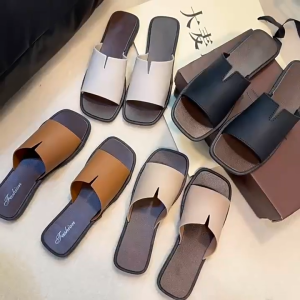 รองเท้าแตะแบบสวมสีพื้น แฟชั่นสไตล์เกาหลีแบบสวม รองเท้าแตะแฟชั่นเกาหลีผู้หญิง แบบสวม เปิดส้น สายคาดเก๋ เรียบหรู