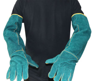 Pet Gloves Pet Training Processing Gloves Cowhide Anti-Scratch And Anti-Bite Protective Gloves Suitable For Dogs Cats Birds Snakes Parrots Lizards(Green)