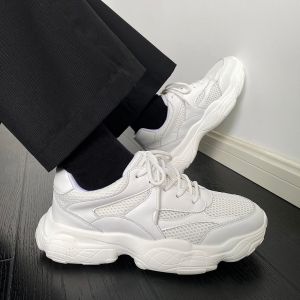 Mens Breathable Mesh Dad Shoes Casual Sporty Versatile Trendy Low Cut Leather Upgraded Comfortable Slip-On round Toe Rubber Sole