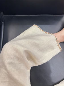 QIAONIAOGE | New Chinese Style Bead Splicing Wide Leg Pants Women Casual Slim Straight Nine Points Summer 2025 Korean High Waist Trousers