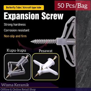 50 set Pengencang sekrup Gypsum sekrup gypsum nylon Expansion Bolt set sekrup partisi plafon