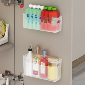 Wall Mounted Punch Free Plastic Storage Rack Multi-functional Cabinet Door Organizer Spice Jar Holder Kitchen Storage Organizer