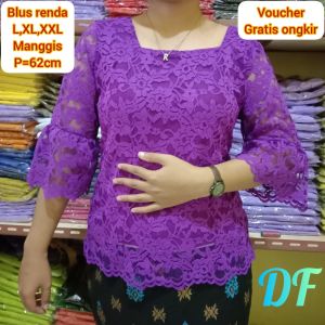 SHOOPY ATASAN WANITA BROKAT MOTIF BARU /BLUS SEMI RENDA TANGAN KEMBANG/BAJU KABAYA RENDA BALI